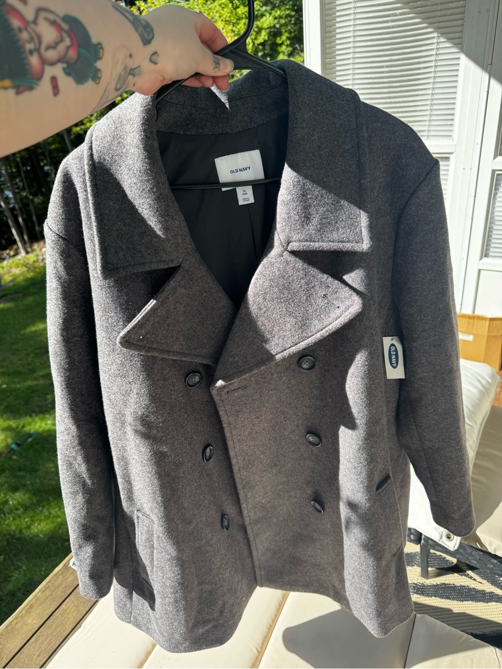 Old Navy Charcoal Gray Double-Breasted Peacoat
